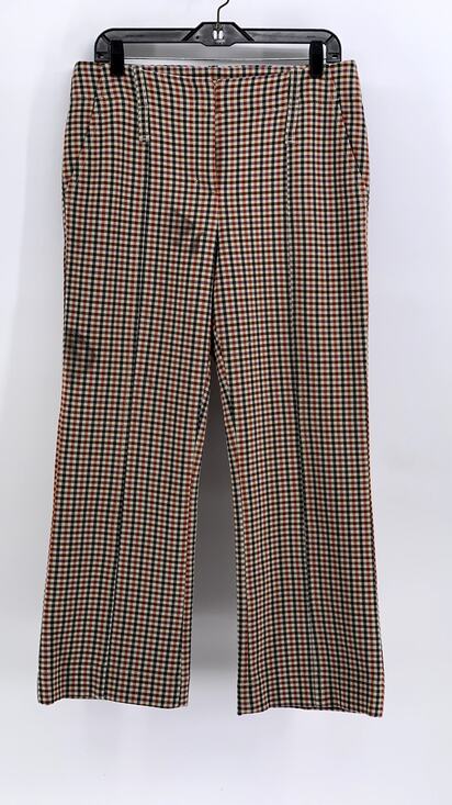 Tory Burch Pants - TORY BURCH Women's Orange-Black-Beige Gingham Flare Pants SZ 8(L)